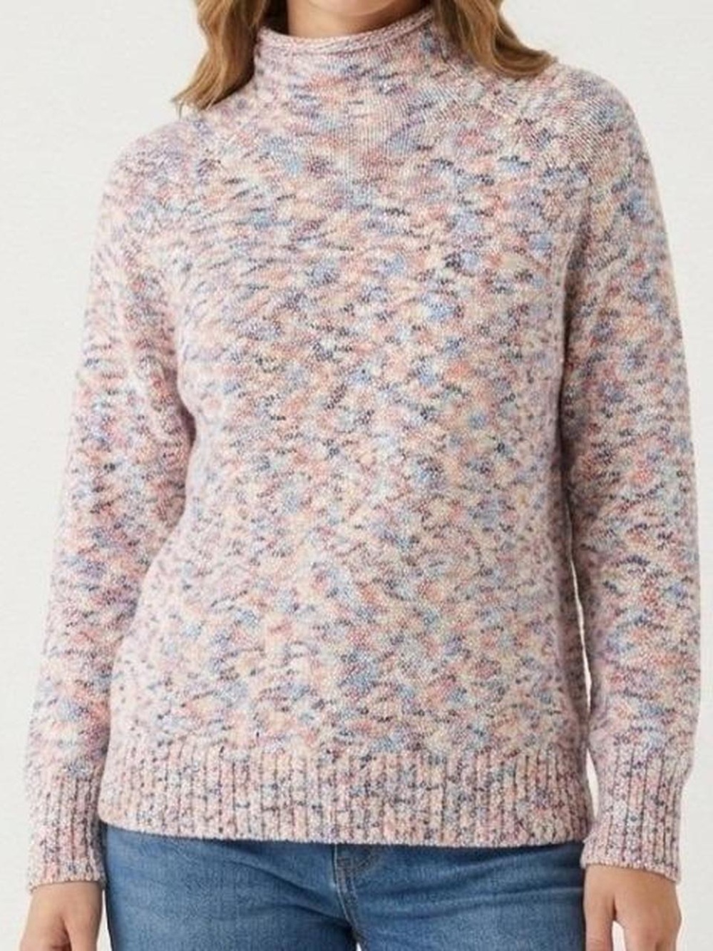 L.L. Bean Marled Mock Neck 1X Cotton Sweater